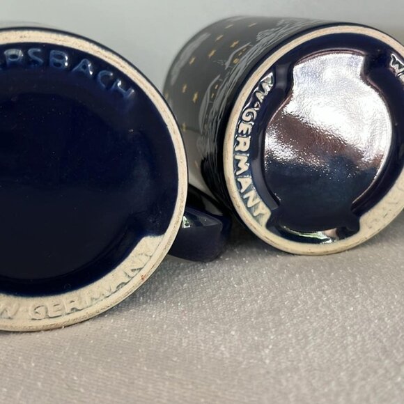 Waechtersbach, W. Germany WINTER DREAMS Blue with Gold accents/ PAIR - 2 - Mugs - Picture 5 of 9